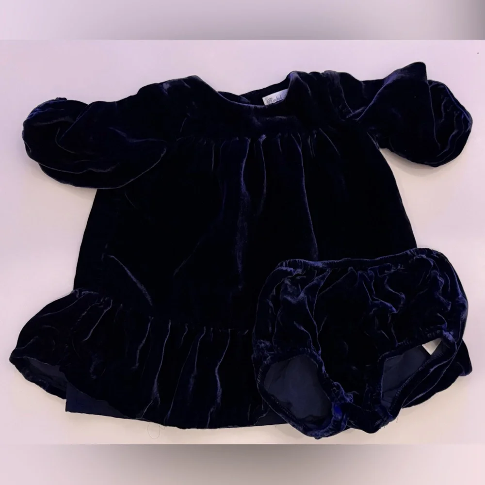 Ralph Lauren Navy Velvet Diaper Cover Set